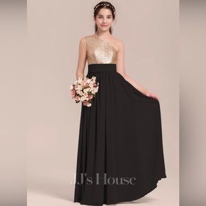 A-line One Shoulder Floor-Length Chiffon Junior Bridesmaid Dress size 10 NWT